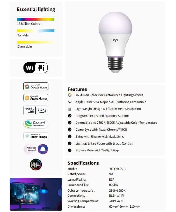 Bóng đèn Yeelight W4 Lite Color E27 2