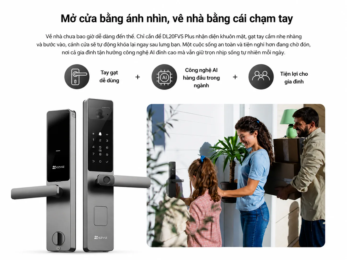 Khóa cửa thông minh EZVIZ DL20FVS Plus, nhận diện Face ID, tĩnh mạch lòng bàn tay 2